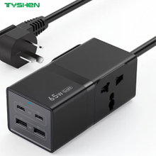 65W Charger 2C2A Multi-Port Charger with AC Socket EU/US/UK Plug OEM Manufacturer