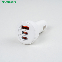 70W 2C1A Aluminum Fast Car Charger PD/PP.S Triple Port USB-C Car Adapter