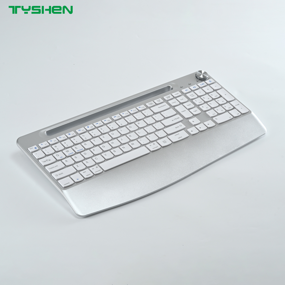 Wireless 108 Keys Full Size Office Keyboard with Bluetooth 2.4G Rechargeable