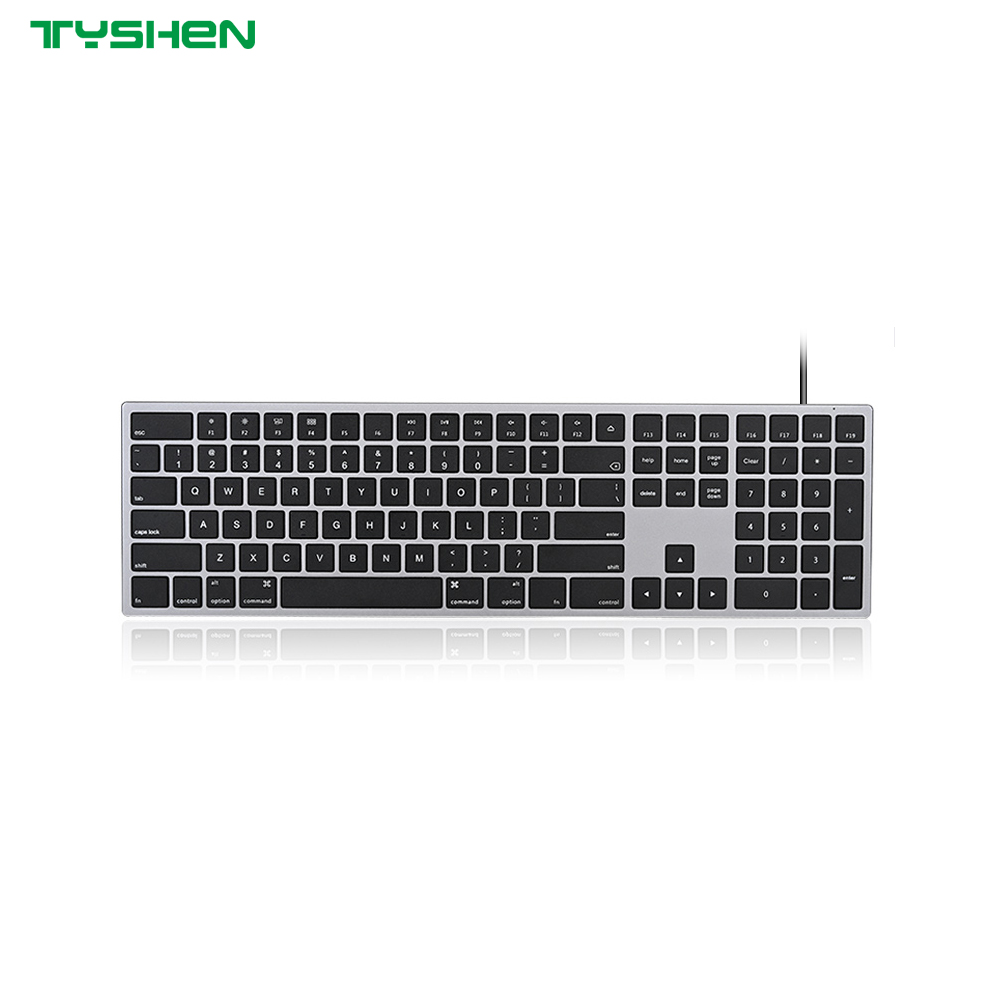 Ultra Slim Aluminum Wired 110 Keys Office Keyboard for Desktop Computer