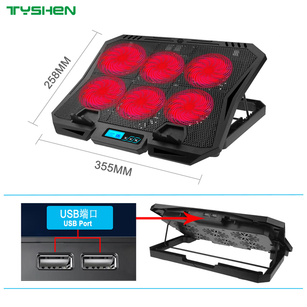Speed Display 6 Fan Adjustable USB Laptop Cooling Stand