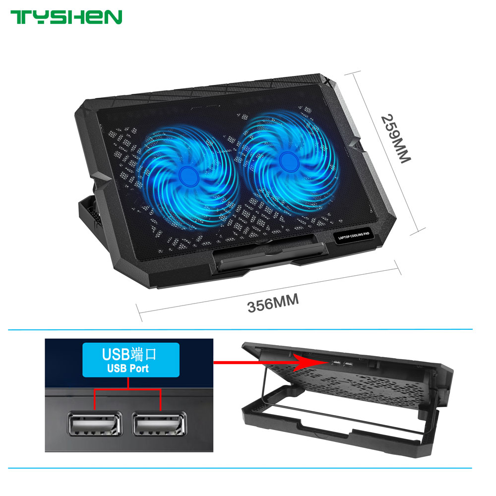 14CM 2 Fan Adjustable USB Laptop Cooling Stand