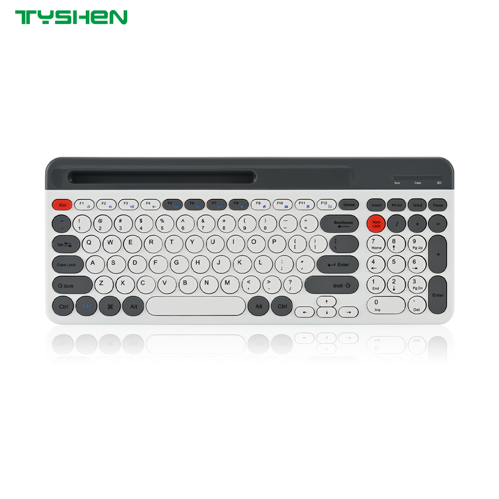 Retro Round Keycap Wireless Keyboard Multi-Device Bluetooth Full Size