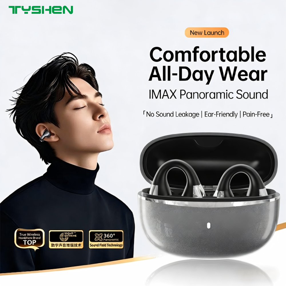 Open Ear Clip Headset with Bluetooth 6.0 Stable Connection Wireless Audio