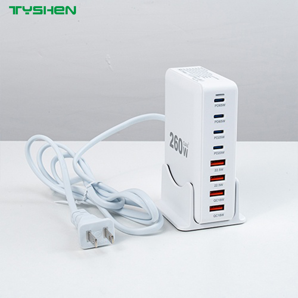260W 8-Port Fast Charging Station phone/laptop Desktop Charger US/EU/AU/KR Fast Charger