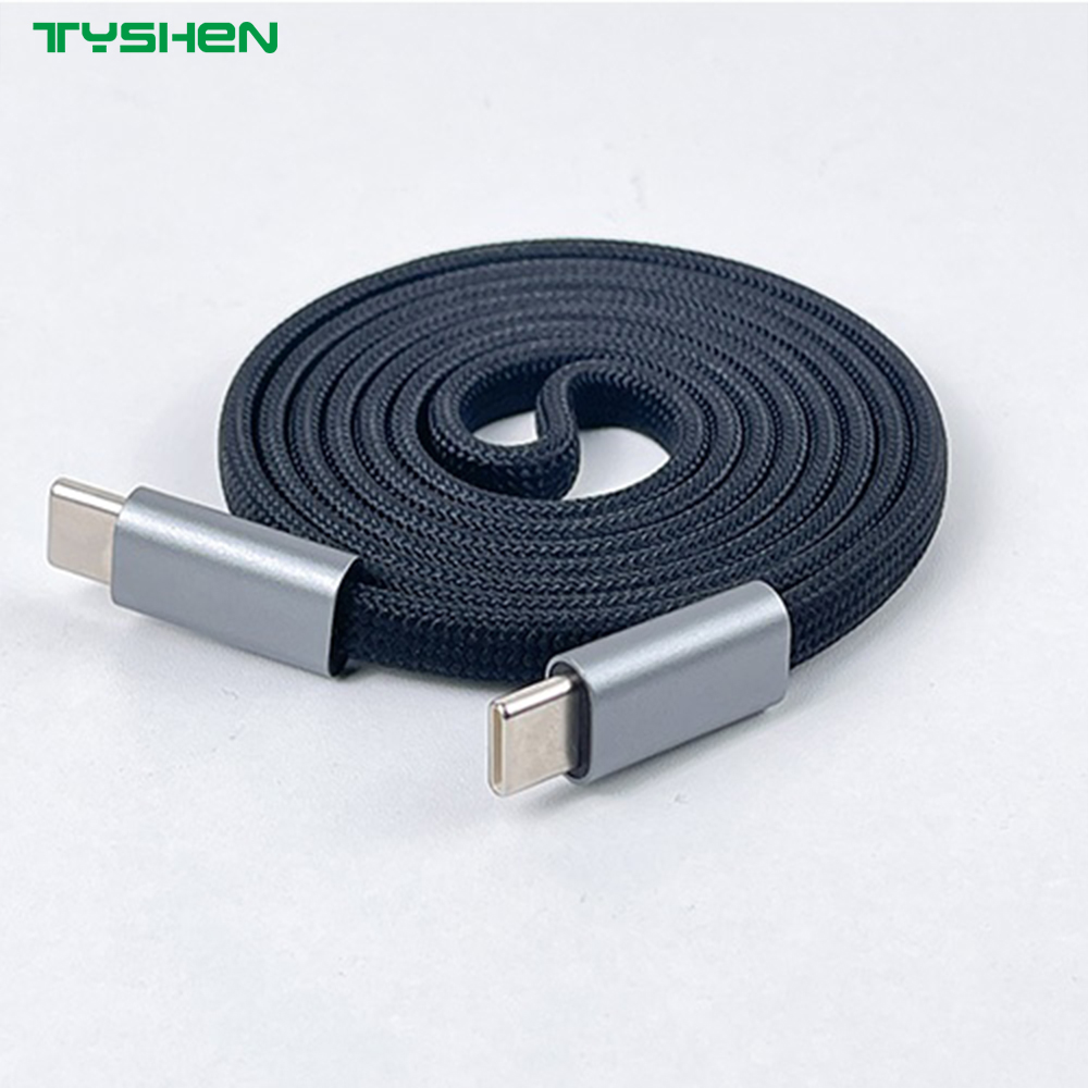 100W Magnetic Braided Flat USB-C to USB-C Fast Charging Cable for Laptop/Phone