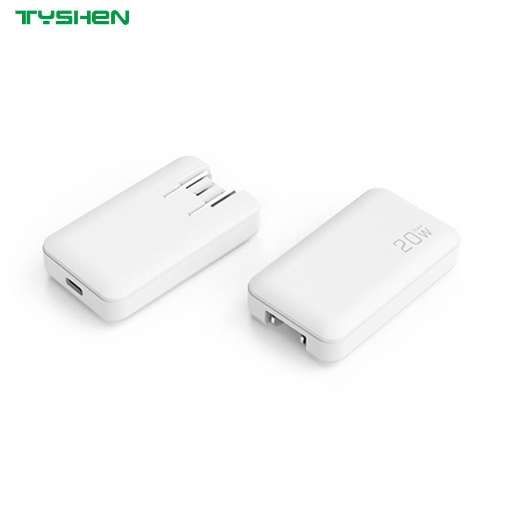 20W PD Dual Port Ultra Slim US Foldable Swappable Plug Charger OEM
