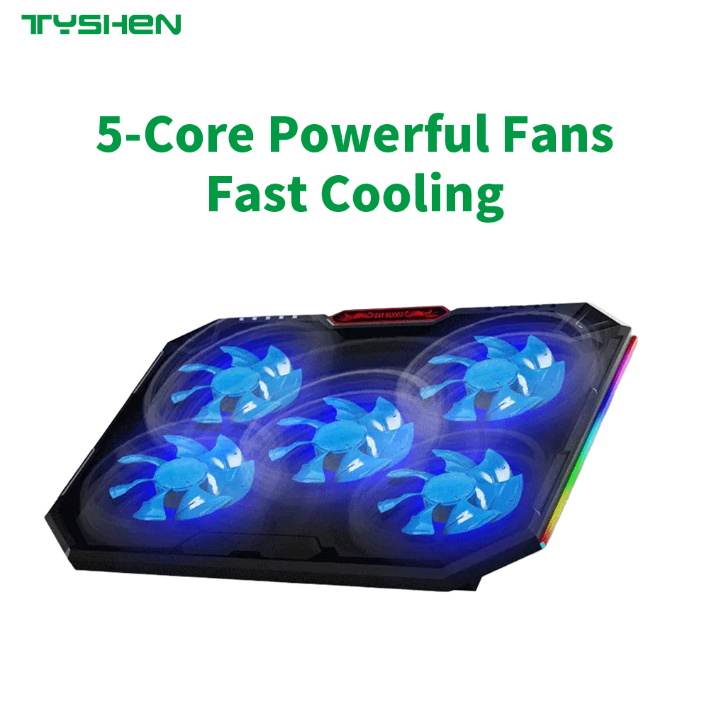 RGB Gaming Laptop Cooling Pad with 5 Fans and 7 Adjustable Heights