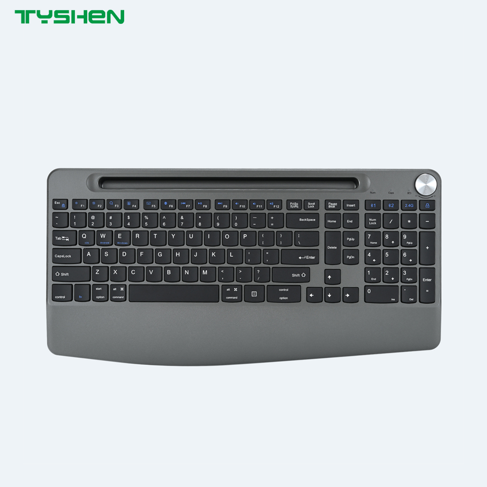 Wireless 108 Keys Full Size Office Keyboard with Bluetooth 2.4G Rechargeable