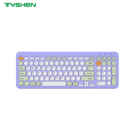 Round Keycaps Bluetooth Typing Keyboard with Tablet Stand Multi Device