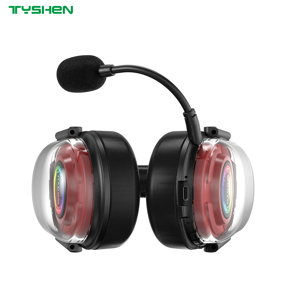 Bluetooth 6.0 2.4G Wireless RGB Gaming Headset Foldable Mic Low Latency