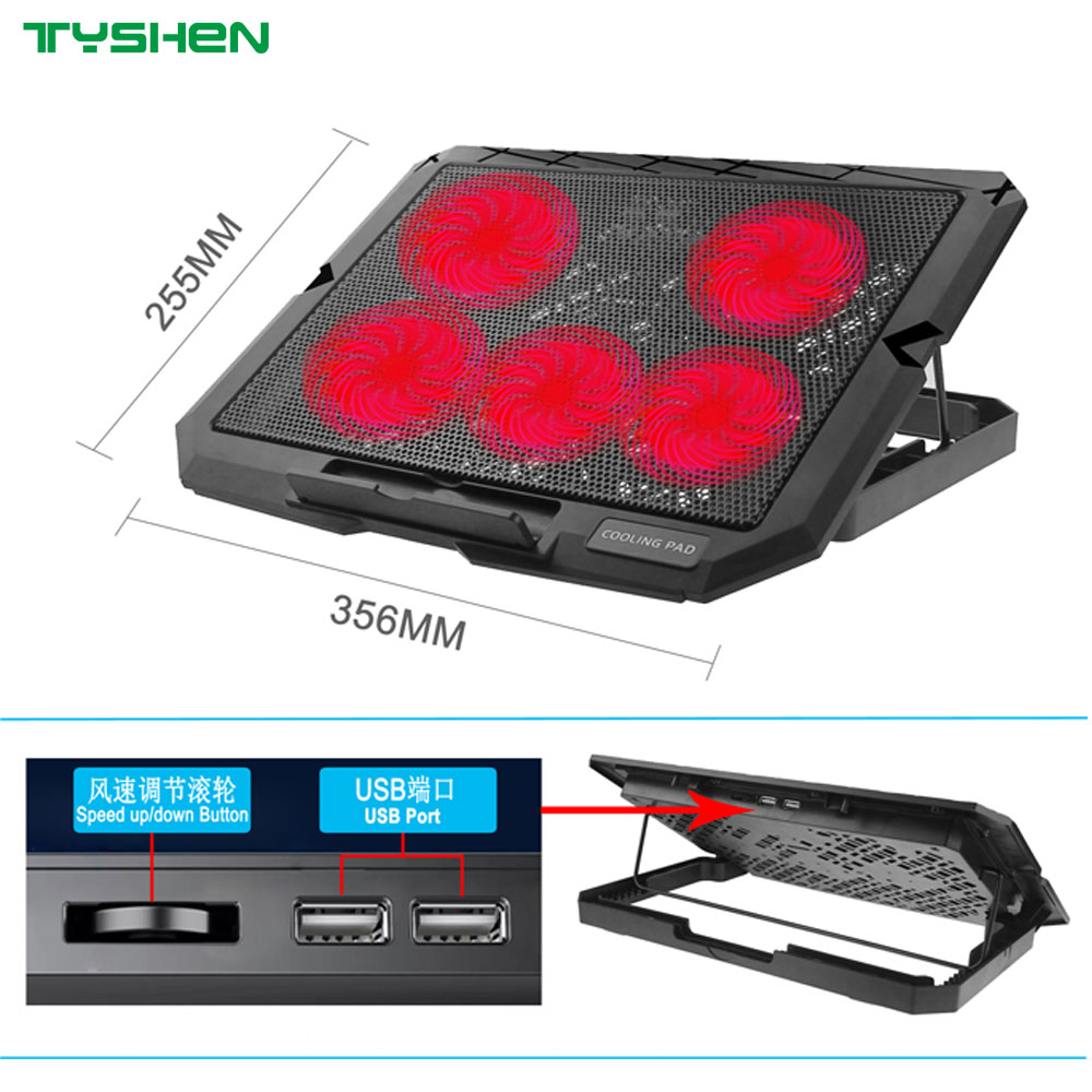 Adjustable 5 Fan Speed USB Laptop Cooling Stand