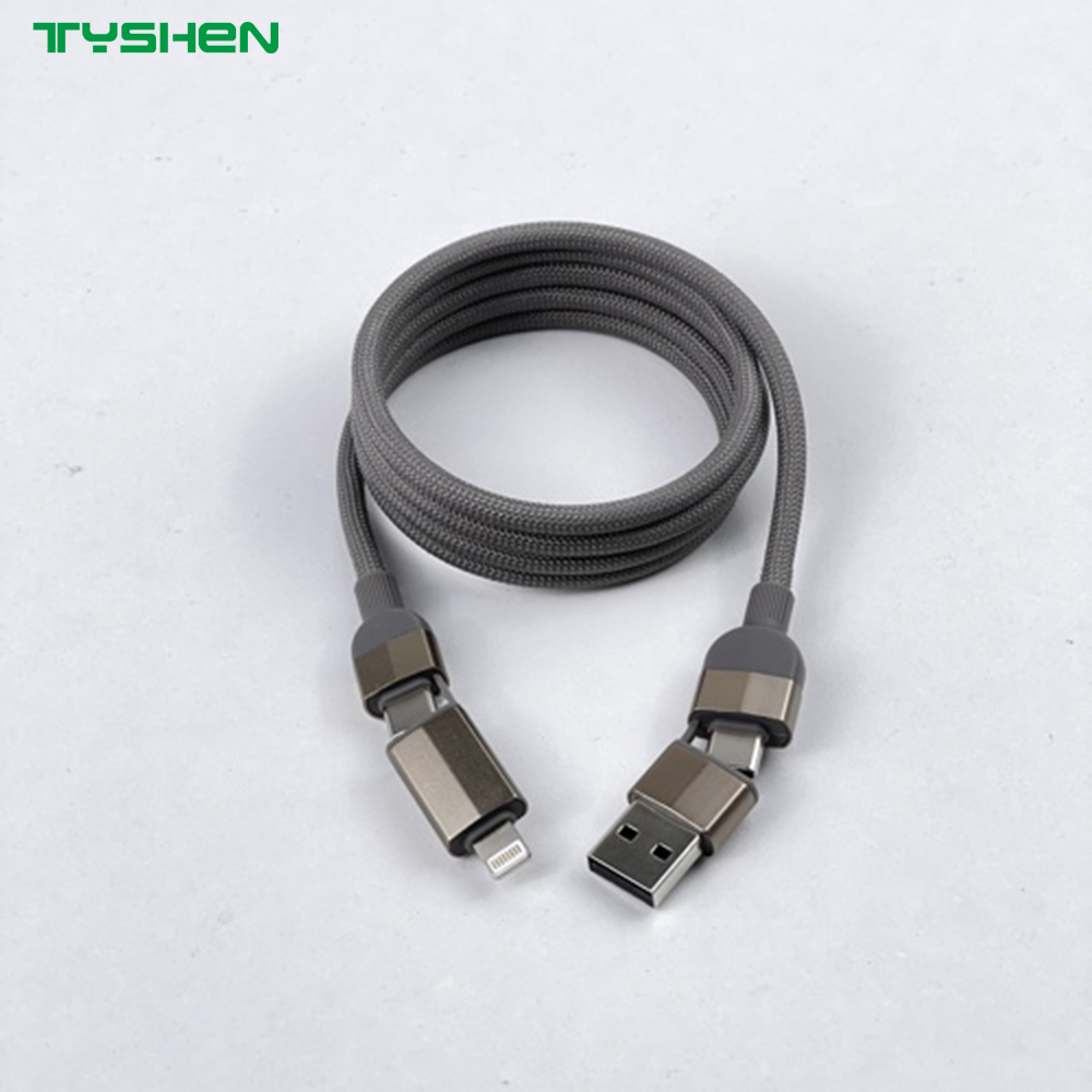 100/240W 4 in 1 Magnetic Braided Fast Charging Cable for Phone/Laptop/Tablet