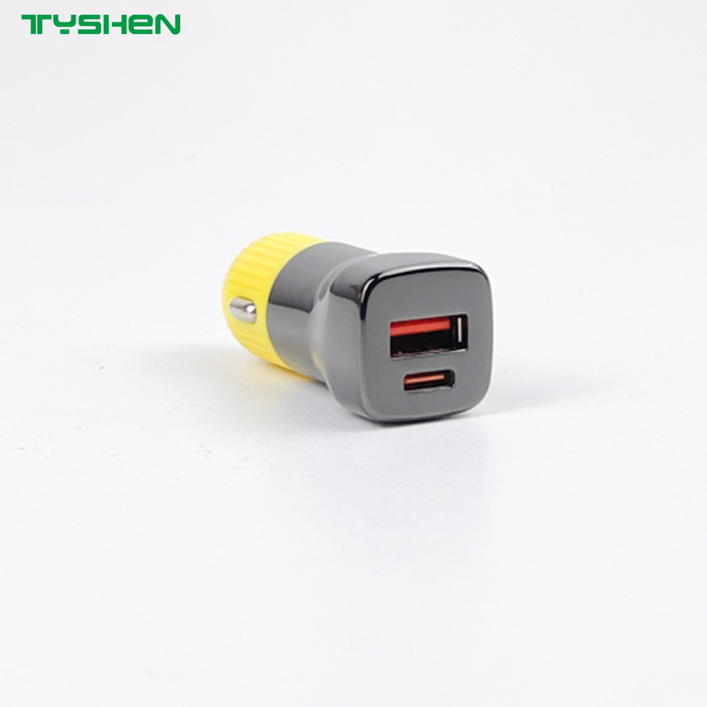 50W USB-C USB-A Fast Car Charger Zinc Alloy Dual Port Adapter