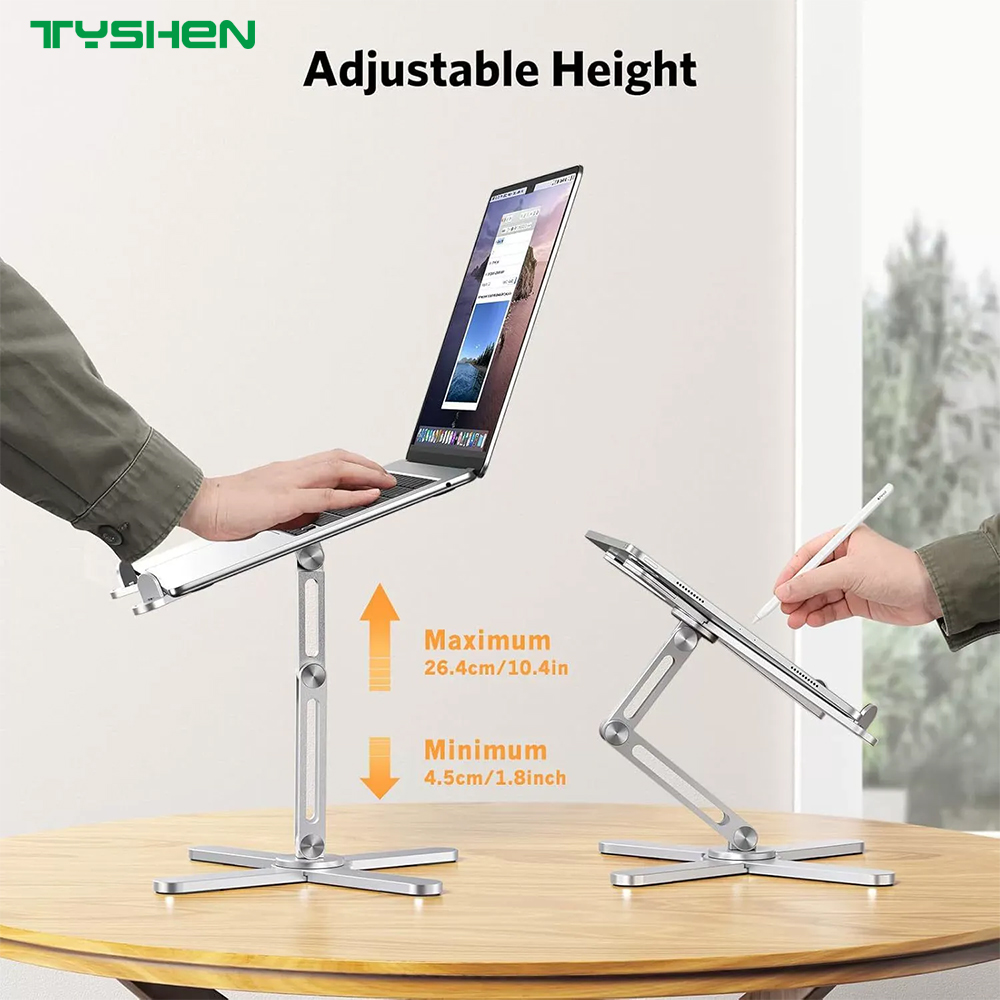 360° Rotating Aluminum Laptop Stand with Adjustable Height
