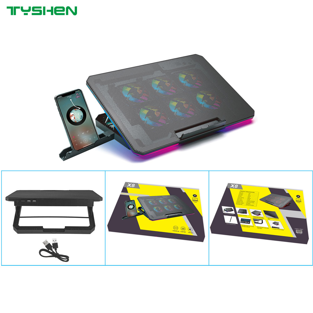 RGB 6 Fan Adjustable USB Laptop Cooling Stand