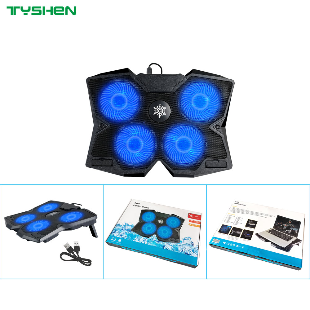 Butterfly Design Quad Fan High Airflow Anti-Slip Cooling Stand for 17-Inch Laptop