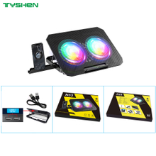 Dual RGB Fan Laptop Cooling Stand with 8 Adjustable Heights and Dual USB Ports