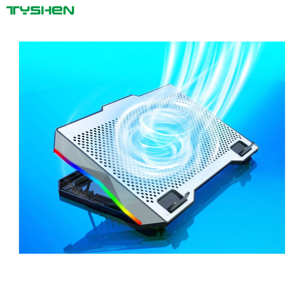 RGB Single-Fan Adjustable Gaming Laptop Cooling Fan with Phone Holder & Dual USB