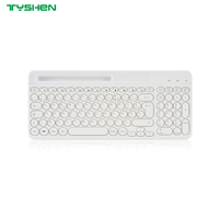 Retro Round Keycap Wireless Keyboard Multi-Device Bluetooth Full Size