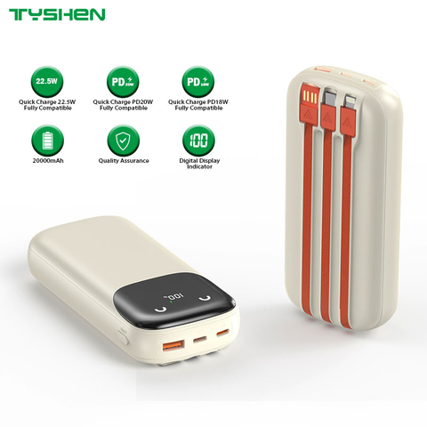 20000mAh Power Bank 22.5W/PD20W/PD18W Available with USB / Type-C / Lightning Cables