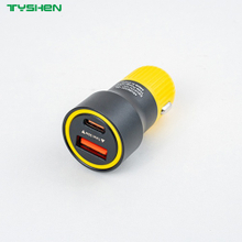 50W Dual Port USB-C USB-A Fast Car Charger Aluminum Alloy Adapter