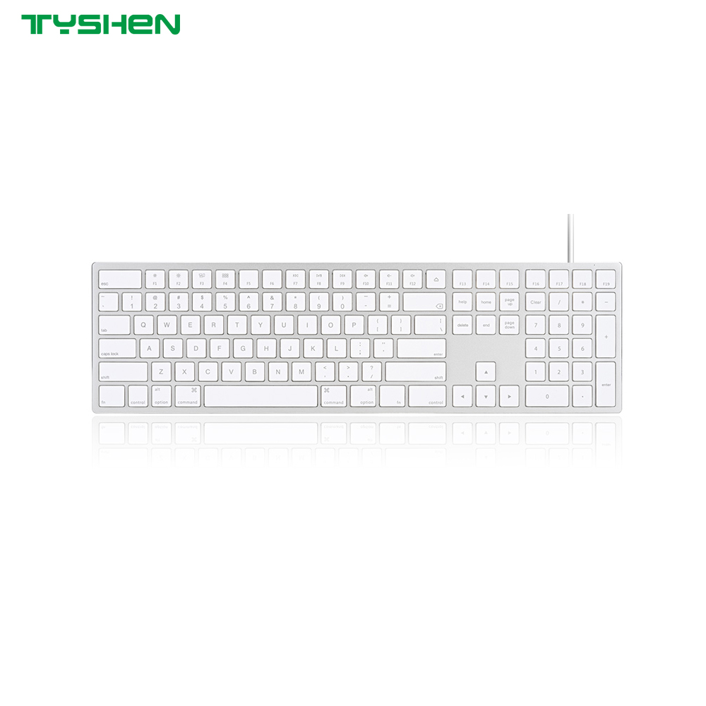 Ultra Slim Aluminum Wired 110 Keys Office Keyboard for Desktop Computer