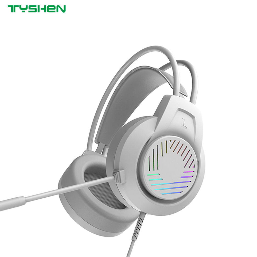 50mm Stereo Headphones With Ring RGB Light Dual Color Design Flexible Microphone