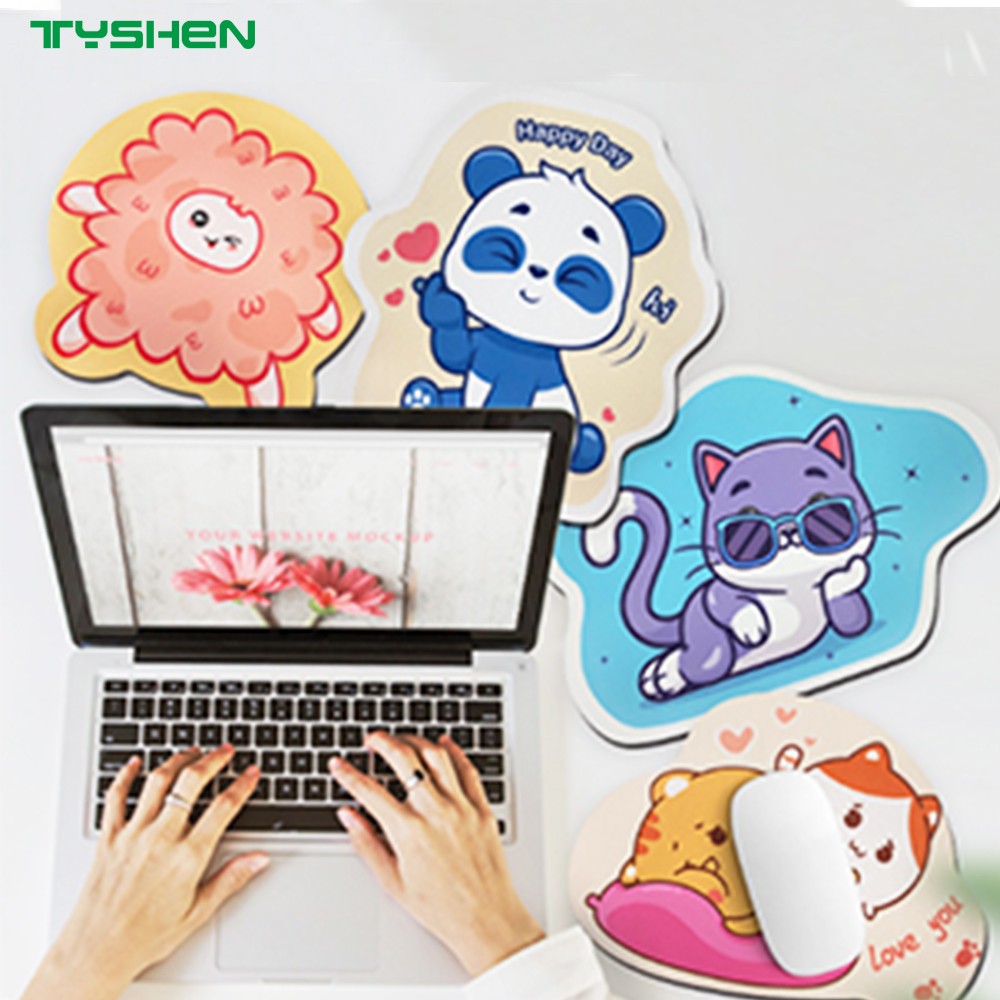 Cute Cartoon Irregular Shaped Mouse Pad with Stitched Edge and Anti-Slip Base