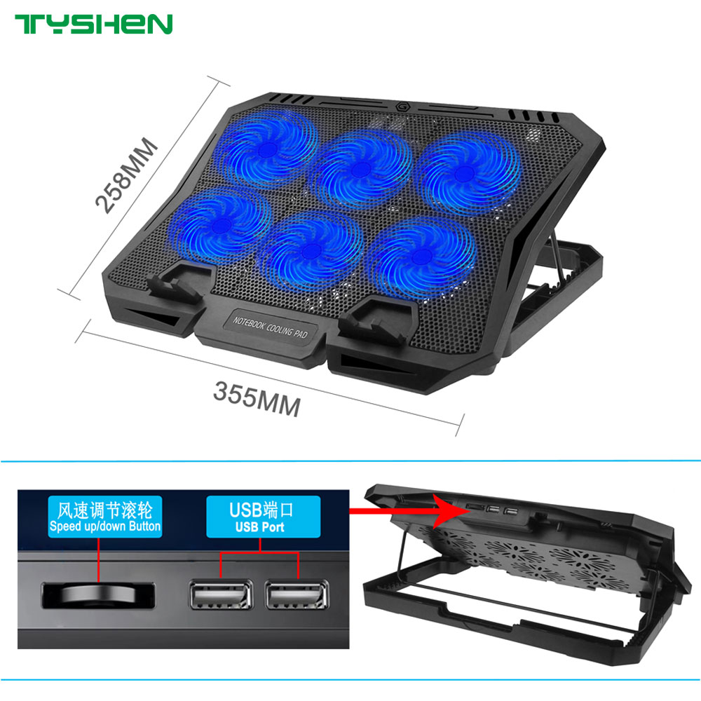 Speed Control 6 Fan Adjustable USB Laptop Cooling Stand