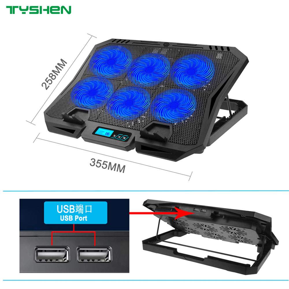 Speed Display 6 Fan Adjustable USB Laptop Cooling Stand