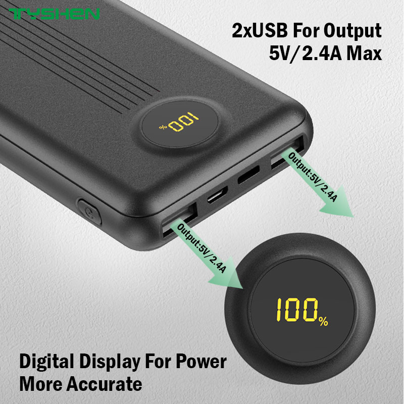 10000mAh Power Bank with Detachable 3 Cables