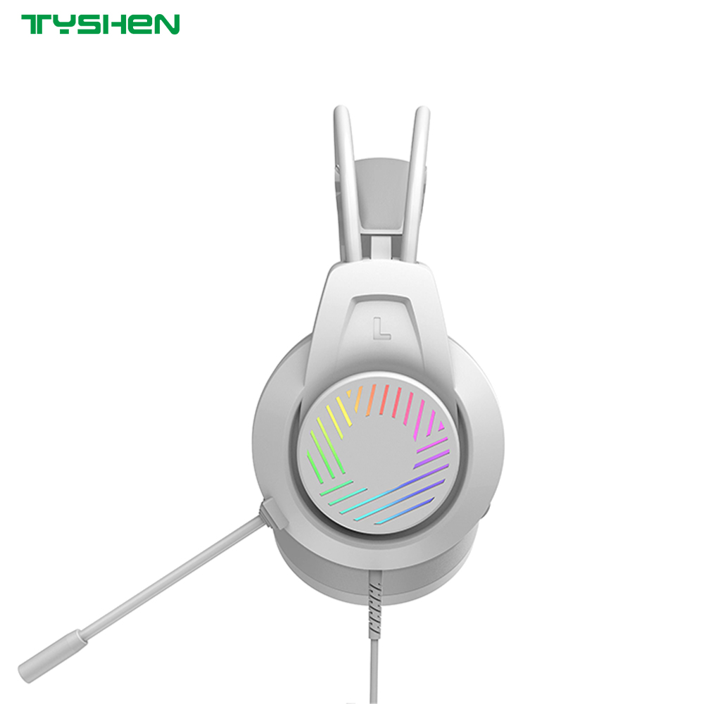 50mm Stereo Headphones With Ring RGB Light Dual Color Design Flexible Microphone