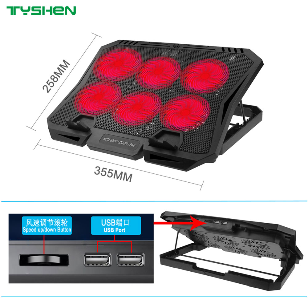 Speed Control 6 Fan Adjustable USB Laptop Cooling Stand