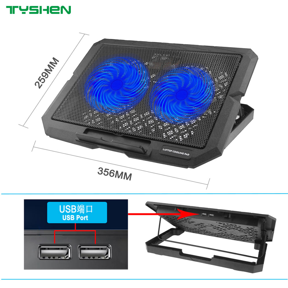 14CM 2 Fan Adjustable USB Laptop Cooling Stand