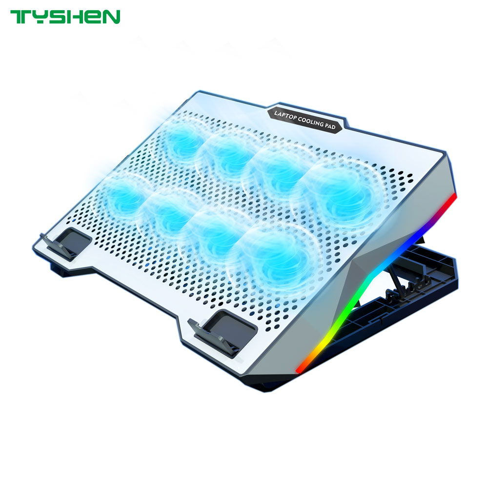 8-Fan Adjustable Gaming Laptop Cooling Fan with Dual USB