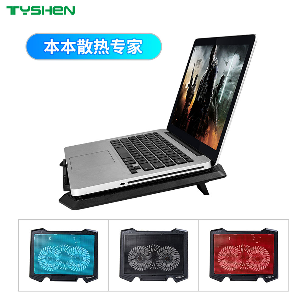 Dual 14cm Laptop Cooling Fan Metal Stand Adjustable 5V USB
