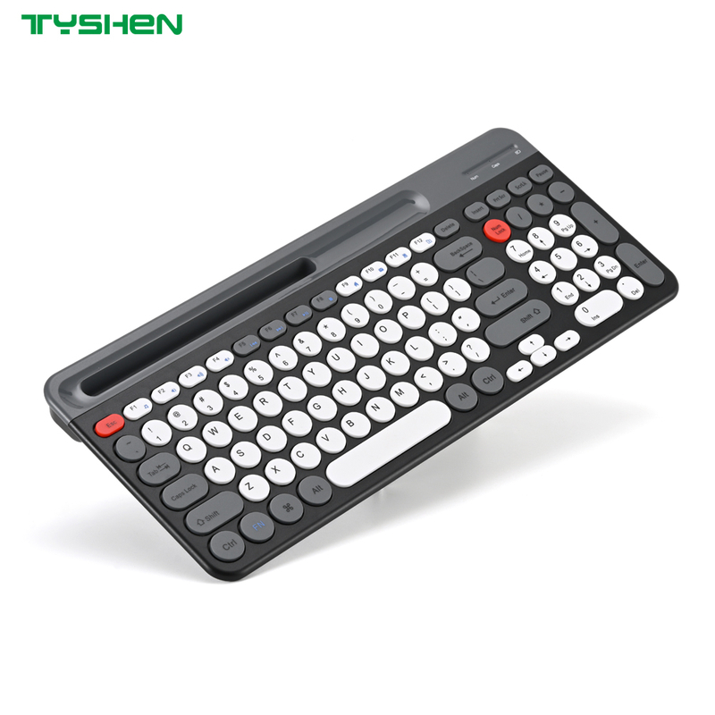Retro Round Keycap Wireless Keyboard Multi-Device Bluetooth Full Size