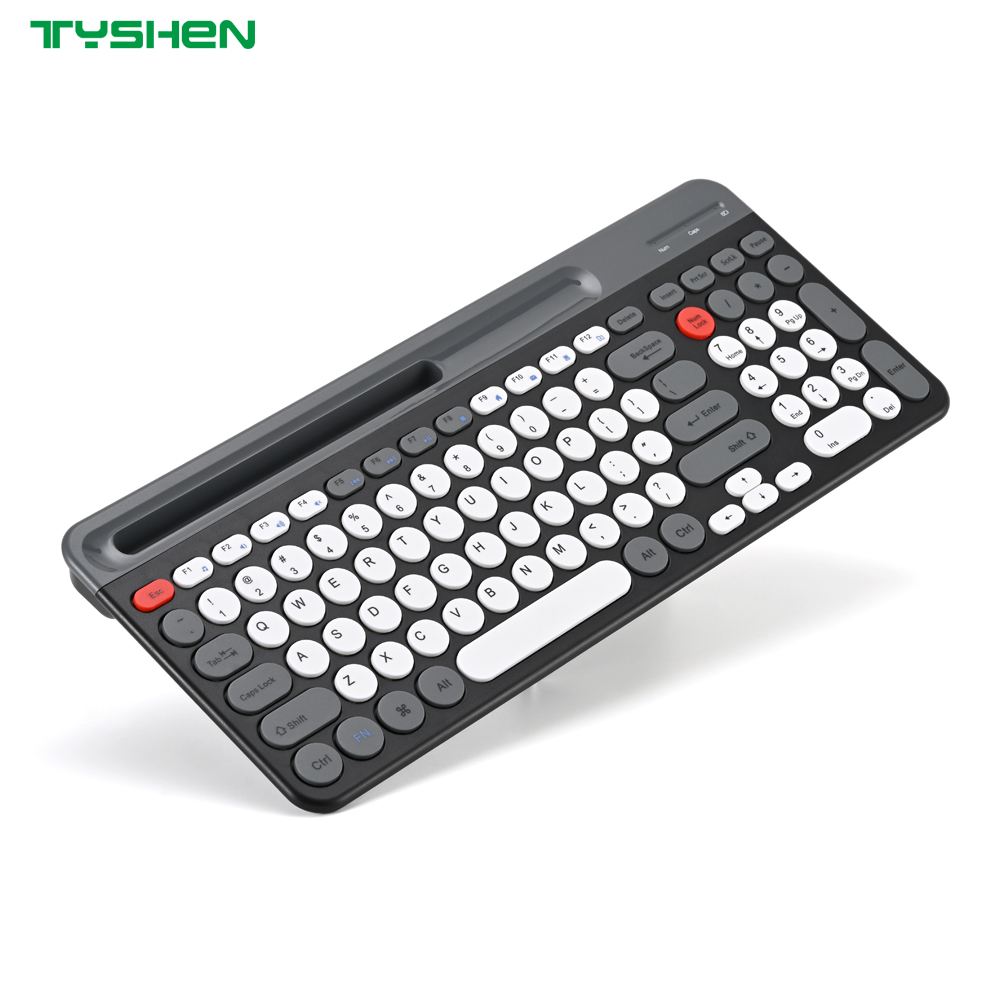 Retro Round Keycap Wireless Keyboard Multi-Device Bluetooth Full Size