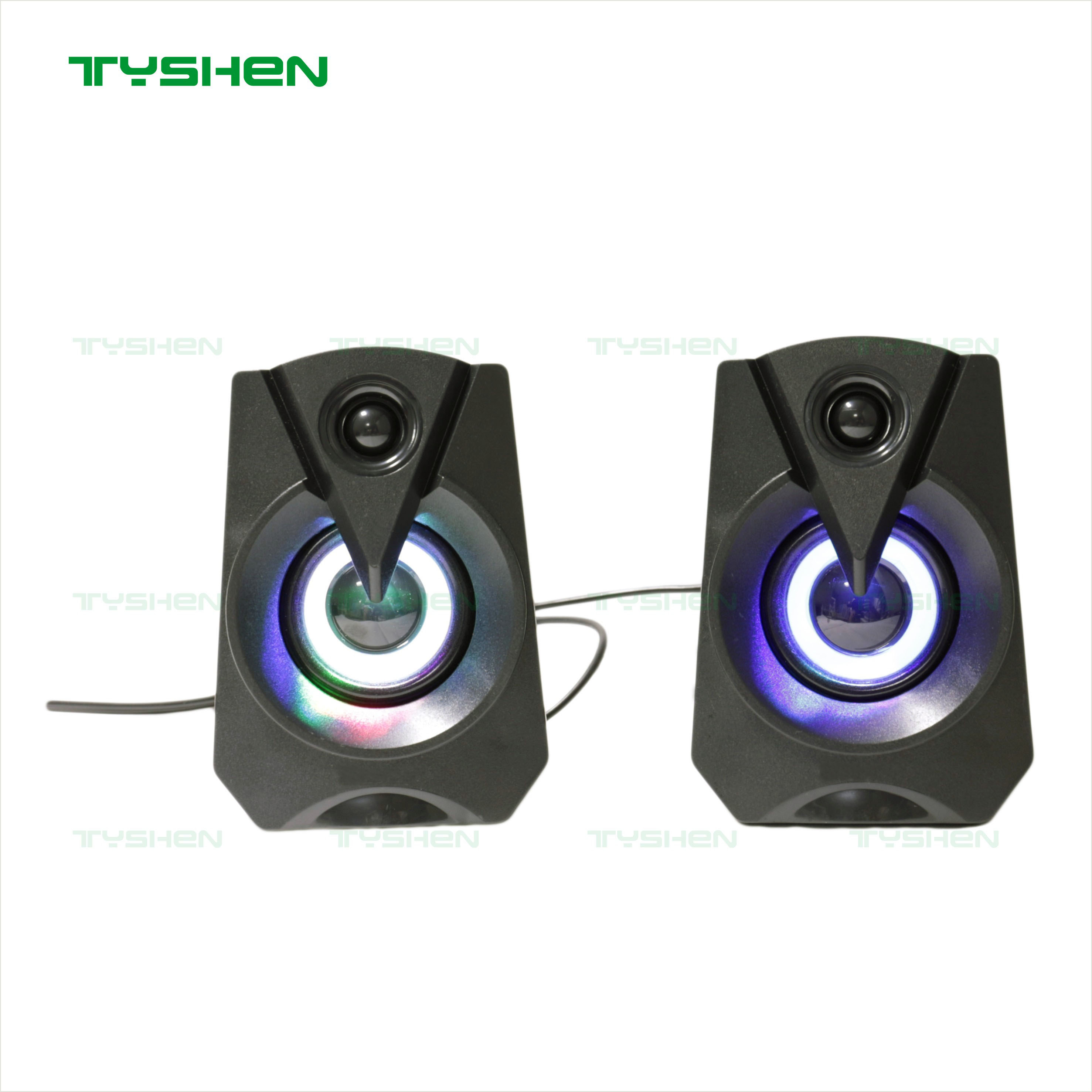 LED RGB Gaming Speaker, 2.0 Channel, Plastic Housing Case, Mini Size
