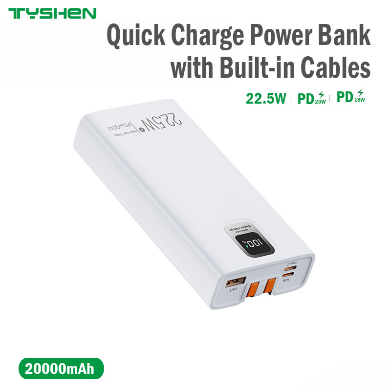 20000mAh Quick Charge Power Bank with Type-C&Lighting Cable Output