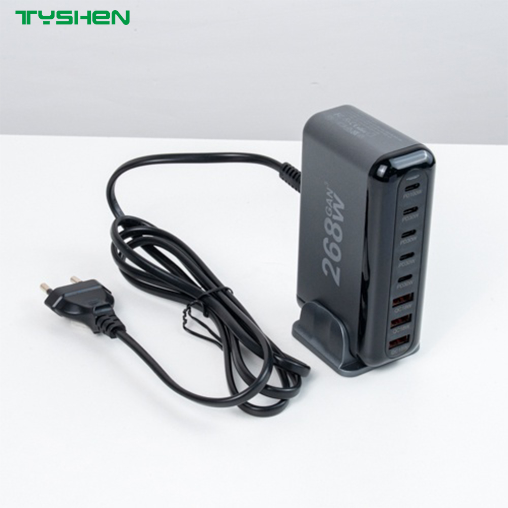 268W GaN Desktop Charging Station 5C3A PD100W Laptop Fast Charger