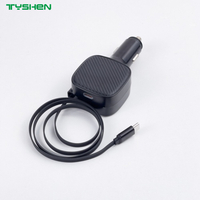 52.5W Dual USB-C Car Charger Retractable Cable PD PPS QC Fast Charging