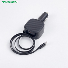 52.5W Dual USB-C Car Charger Retractable Cable PD PPS QC Fast Charging