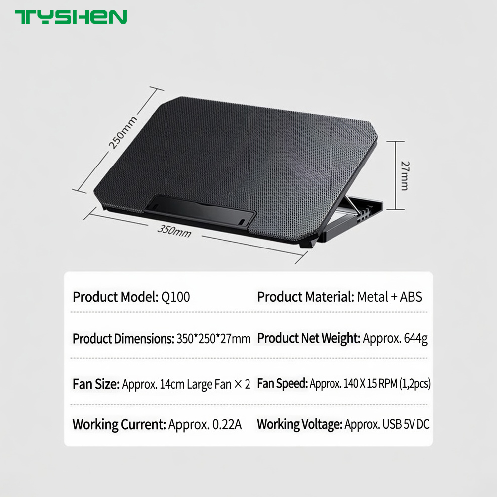 Laptop Cooling Pad with Dual 120mm Fans and Ultra Quiet Design