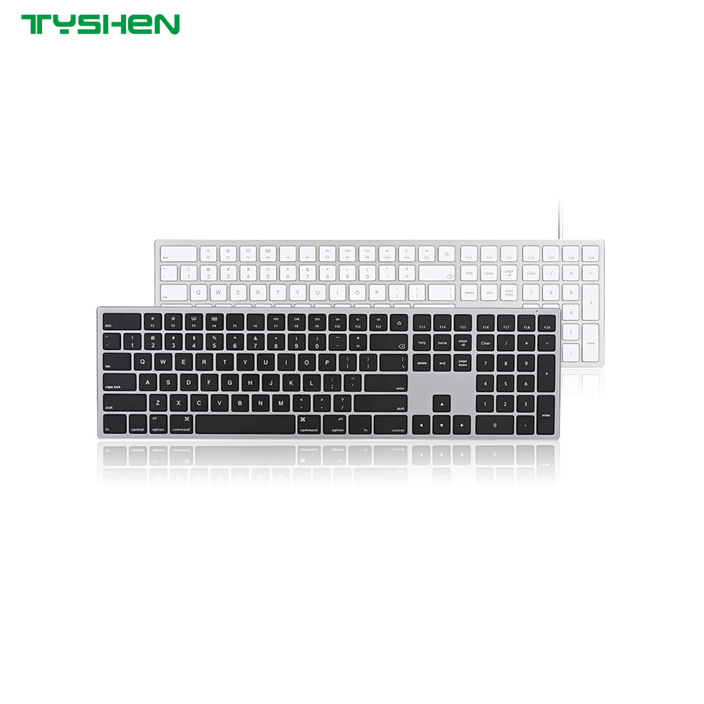Ultra Slim Aluminum Wired 110 Keys Office Keyboard for Desktop Computer