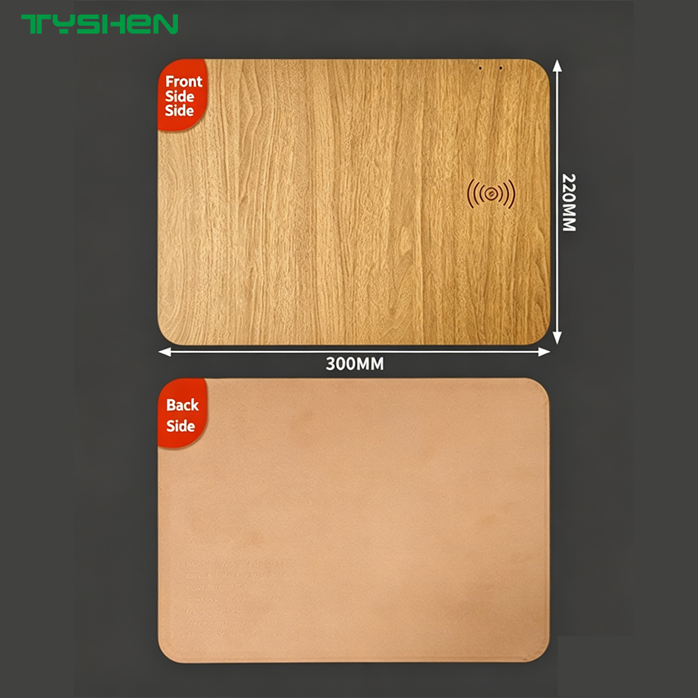 Wood Grain Wireless Charging Mouse Pad with Custom Logo